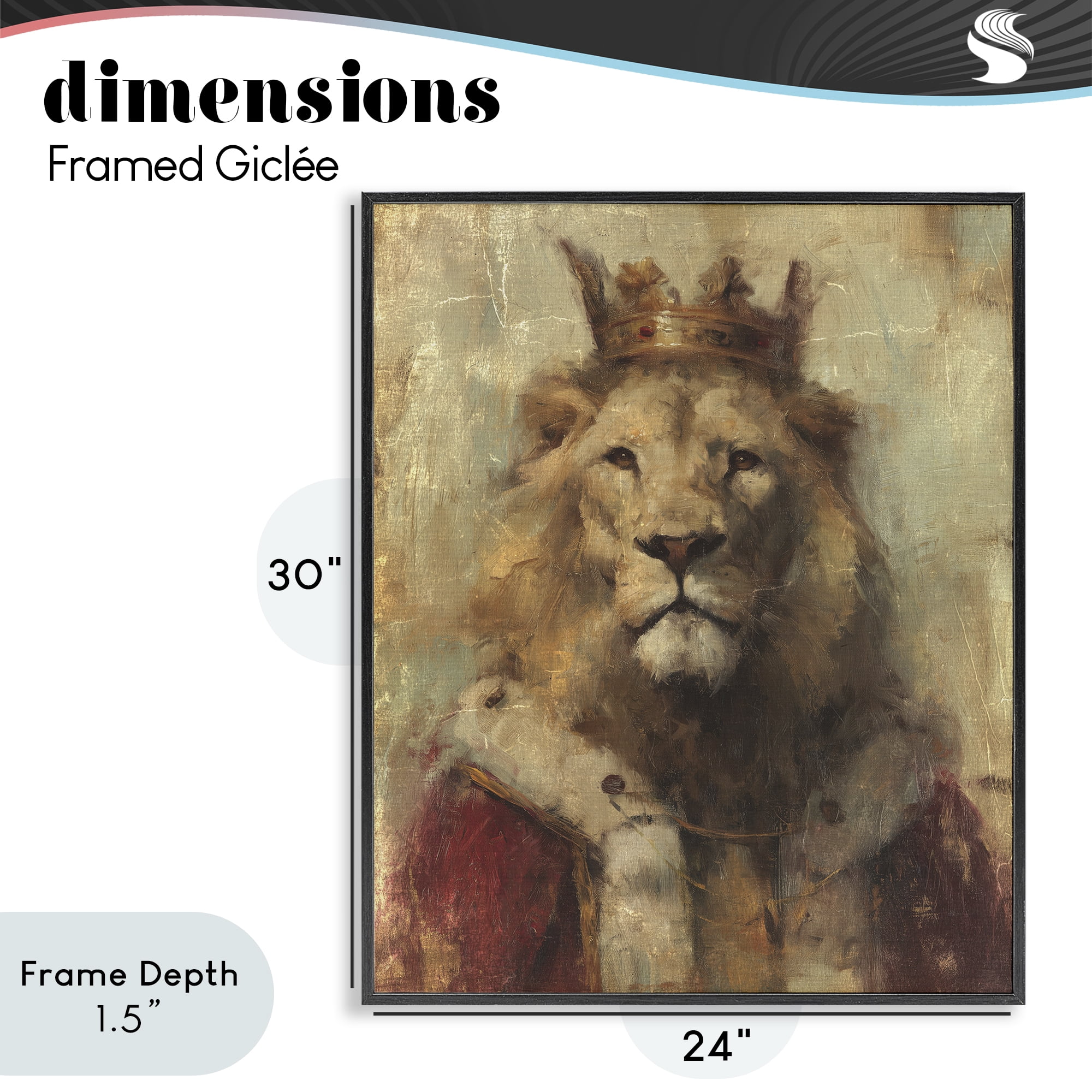 Stupell Industries Regal Lion Sovereign Black Framed Giclee Art, design by Svetlana Aleynikova