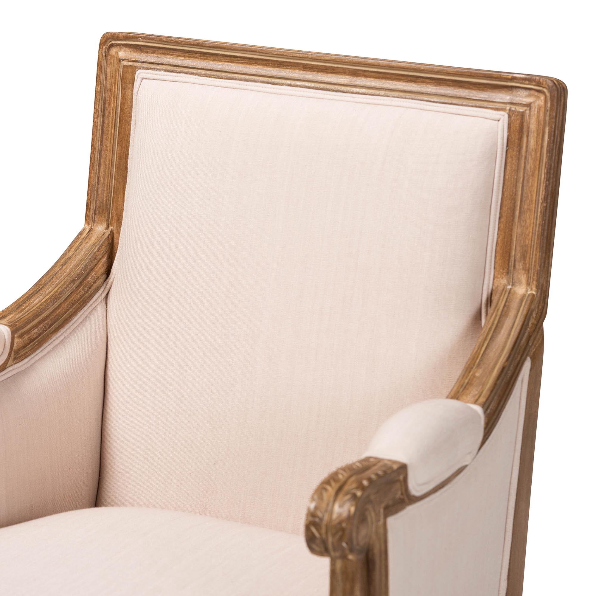 Baxton Studio Chavanon Accent Chair in Light Beige and Brown