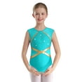 thumbnail image 3 of TiaoBug Gymnastics Leotards for Girls Sports Ballet Unitard Active Bodysuit Matching Hair Scrunchie Blue Green 8, 3 of 5