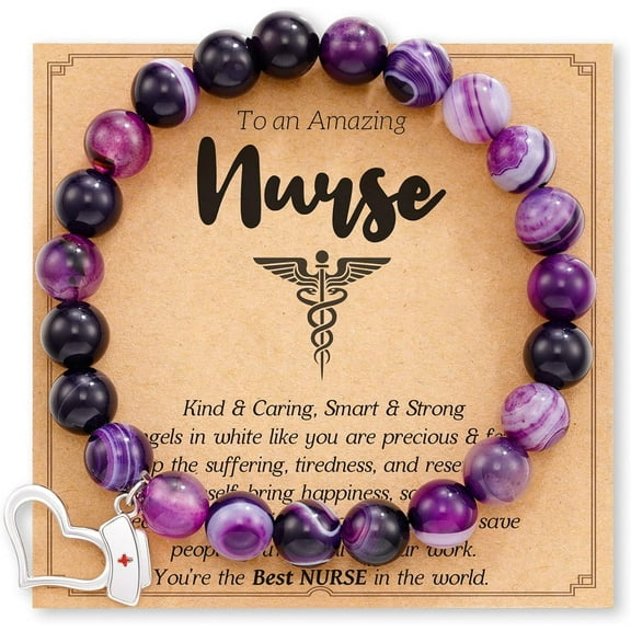 Nurse Gifts for Women, Natural Stone Nurse Bracelet, Nursing Student GIft, Nurse Practitioner Graduation Gifts for Her