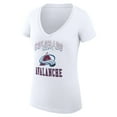 thumbnail image 2 of Women's G-III 4Her by Carl Banks White Colorado Avalanche Super-Slim Fit Lightweight Team Logo Graphic V-Neck T-Shirt, 2 of 3