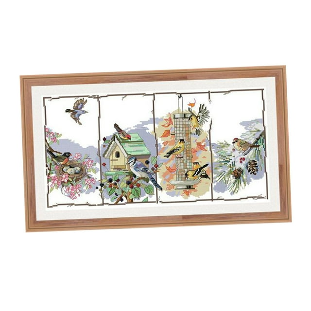 Patrón de punto de cruz contado, Patrón de bordado ``Pájaro'', Punto de cruz 49x28cm 14CT