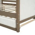 thumbnail image 5 of Harper & Bright Designs Twin Size Upholstered Daybed with Trundle and Nailhead Decoration, Wooden Twin Bed Frame with Armrests for Bedroom Living Room, Wood, 5 of 11