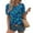 Blue, variant on QUNYINEY Crew Neck Women's T Shirts Puff Short Sleeve Floral Casual Tops Loose Pullover Pleated Shirts