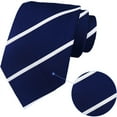 thumbnail image 6 of QCWQMYL Men's Tie Navy Blue White Striped Ties for Men Formal Neckties Business Jacquard Polyester, 6 of 6