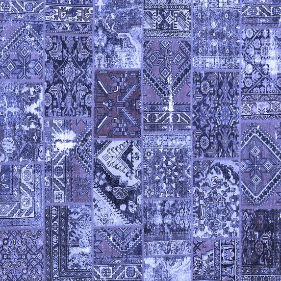 Ahgly Company Indoor Square Patchwork Blue Transitional Area Rugs, 5' Square
