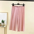 thumbnail image 2 of Women's Wide Leg Capri Pants, Pink, Soft Modal Blend Elastic Waist Casual Lounge Pants, Size L, 2 of 6