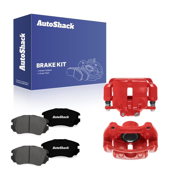 AutoShack Front Brake Calipers Red Powder-Coated   Premium Ceramic Brake Pads Replacement for 2010-2017 Chevrolet Equinox 2010-2017 GMC Terrain 2013-2015 Chevrolet Malibu 2010 Buick Allure 6-PC Kit