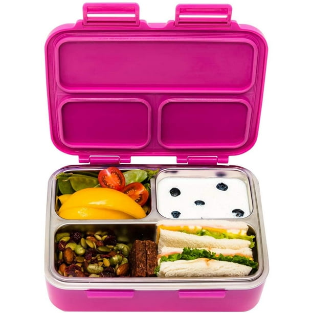 Lunch Box Style Bento Anti-Fuite en Acier Inoxydable Rose Fuchsia