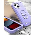 thumbnail image 5 of Allytech Case for iPhone 13 6.1"(2021), iPhone 13 Cover with Glass Screen Protector & Camera Lens Protector, Slim Hybrid Rugged Ring Holder Kickstand Drop Proof Full Protective Case, Purple, 5 of 6