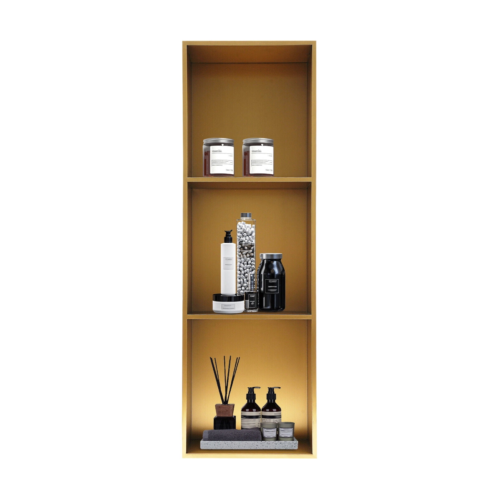3 Tiers Recessed Shower Indoor Storage Shelf Stainless Steel Bathtub Organizer for Bathrooms, Kitchens, Living Rooms