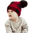 thumbnail image 4 of HESHENG Winter Wool Parent-Child Knitted Hat Lattice Mother Baby Christmas Warm Hat Plaid Beanie Ski Cap, Baby, 4 of 7