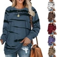 thumbnail image 2 of Purple XL Sudadera de manga larga con cuello redondo para mujer, Jersey Irregular con estampado de rayas de cebra, Tops tipo túnica, ropa de calle de gran tamaño Harajuku, 2 of 5