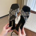 thumbnail image 2 of Sandalias planas de verano 2023 para mujer, zapatillas de gladiador con diseño de cordones cruzados transparentes remachados a la moda, zapatillas de lujo, zapatos para mujer 35 Gao Jinjia LED, 2 of 2
