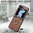 thumbnail image 2 of Cases for Samsung Galaxy Z Flip 7 Case with Ring, Hard PC + Luxury PU Leather Shockproof Protective Phone Cover Compatible with Samsung Galaxy Z Flip 7, Brown, 2 of 9