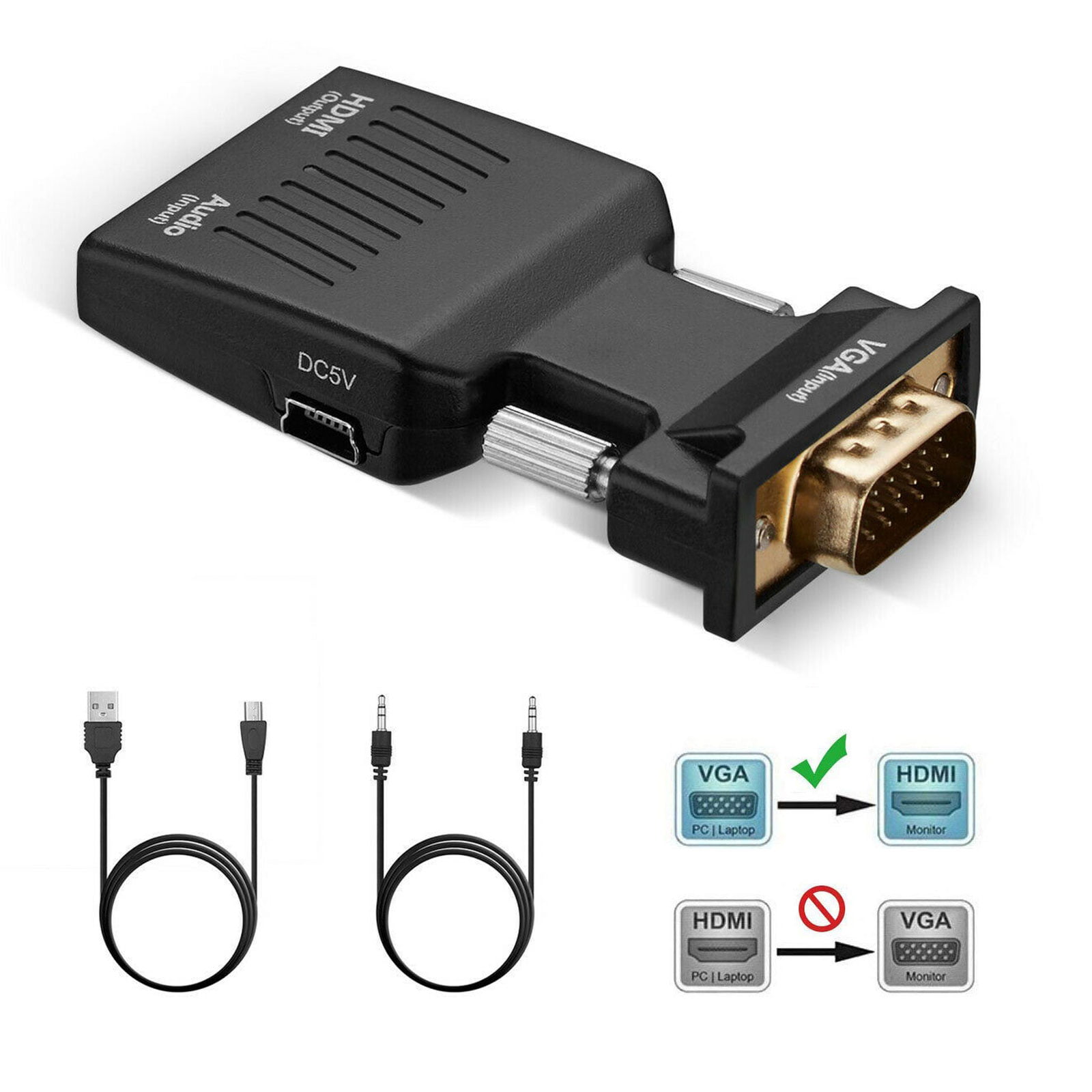 VGA to HDMI Converter, TSV 1080P VGA to HDMI Adapter (Male ...