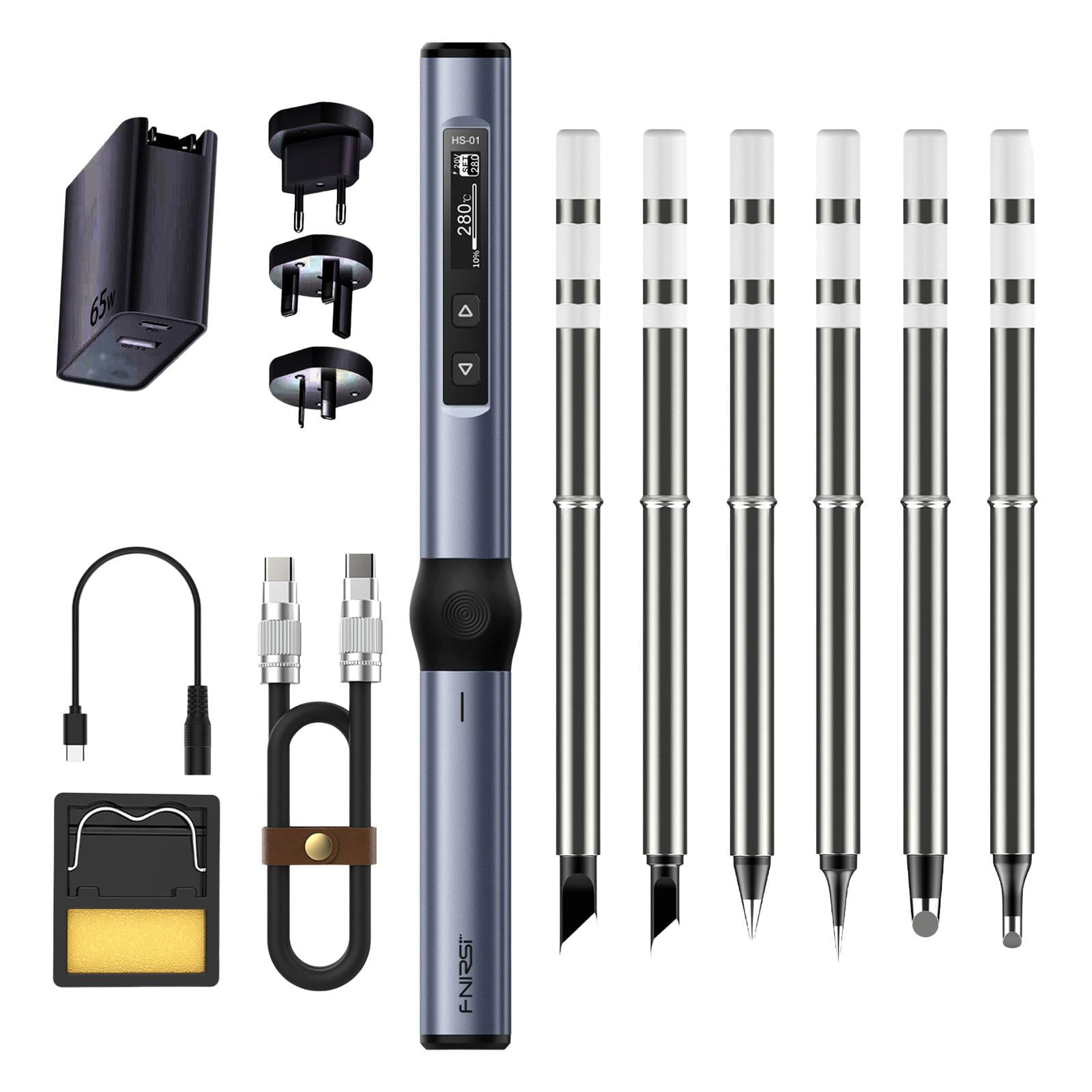 Cordless Soldering Iron,Soldering Iron Mini Digital Soldering Iron Kits,Soldering Iron 80-420 degreeC Fast Heating,Cordless Soldering Iron Kits OLED Screen Display,portable Black BC2 with PS