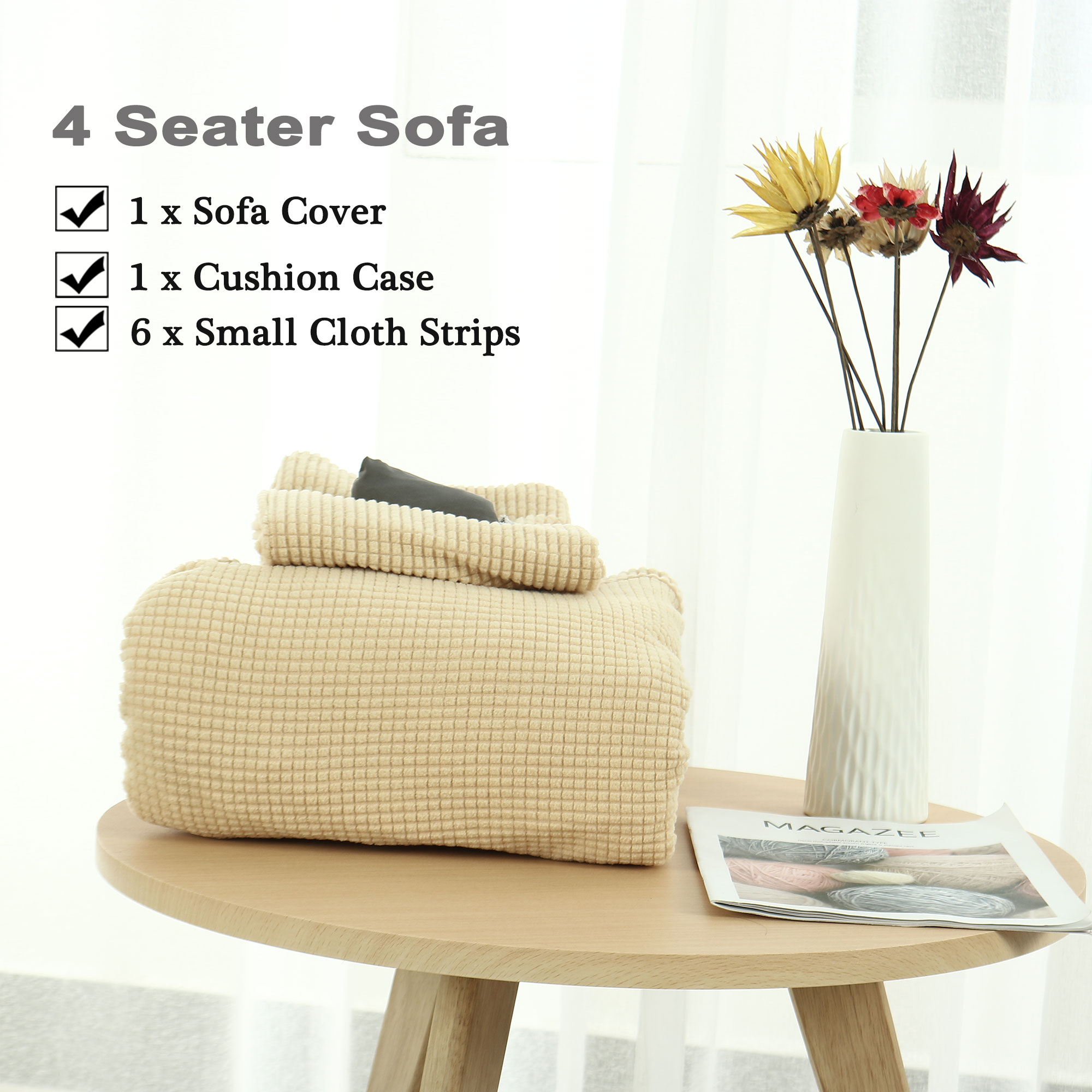 Unique Bargains 1-Piece Jacquard Solid Stretch XL Sofa Slipcover, Yellow