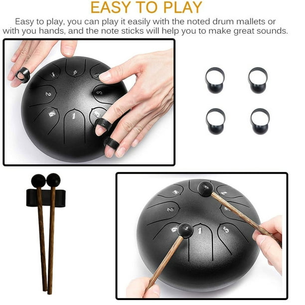 Flmtop 8 Notes 6 Inches Tongue Tank Panda Drum Steel Percussion with Bag  and Mallets for Adult Kids Beginner Pros 