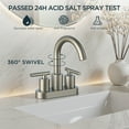 thumbnail image 3 of TVOFEK Bathroom Faucet 4 inch Centerset, Brushed Nickel 3 Hole Vanity Sink Faucet with Metal Pop up Drain, SUS316 Stainless Steel, 3 of 14
