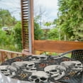 thumbnail image 2 of Ambesonne Skull Fitted Round Tablecloth, Allegory to Death with Moths, 56"- 60" Diameter, Off White Ginger Grey, 2 of 5