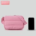 thumbnail image 3 of Bolso cuadrado pequeño de nailon para mujer, diseño de nicho, acolchado, con correa ancha para el hombro, bolso cruzado, sencillo y ligero, con solapa, 3 of 3