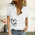 thumbnail image 2 of EQWLJWE Chemises pour Femmes Liquidation Femmes Manches Courtes Décontracté Femmes Imprimé Manches Courtes Ample Bouton Col Rabattu Chemise Blouse Unie, 2 of 6