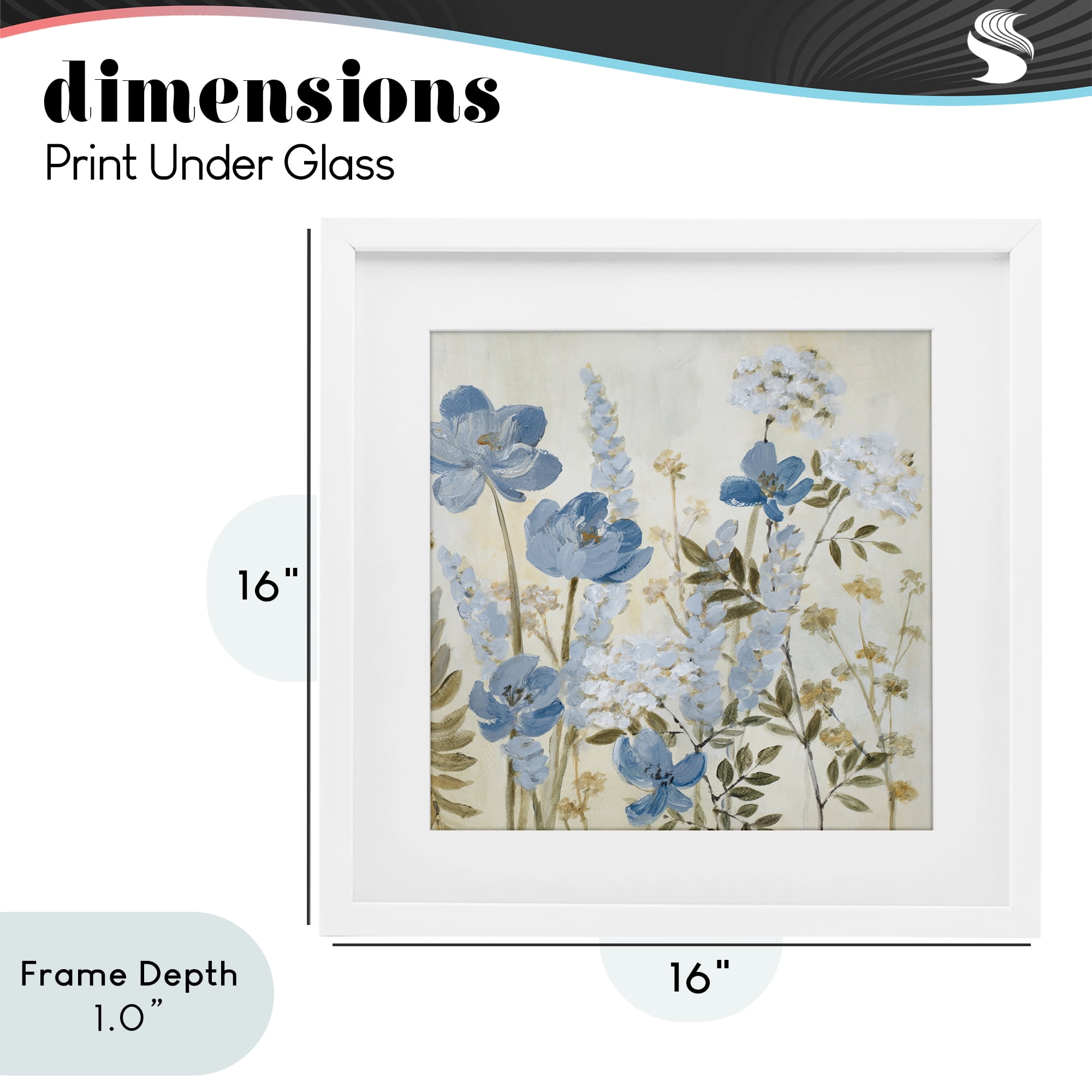 Stupell Industries Peace In The Blue Garden White Framed Print Under Glass, design by Lanie Loreth