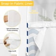 thumbnail image 4 of No Hook Shower Curtain with Snap in Liner, Navy Blue White Water Ripple Waterproof Fabric Bathroom Curtain Mesh Top Window, Nautical Ocean Wave Stripe Shower Curtains 72x72in, 4 of 9