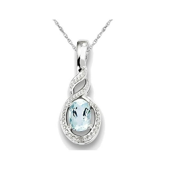 Sterling Silver Genuine Aquamarine Infinity Pendant Necklace with Chain 1/2 Carat (ctw)