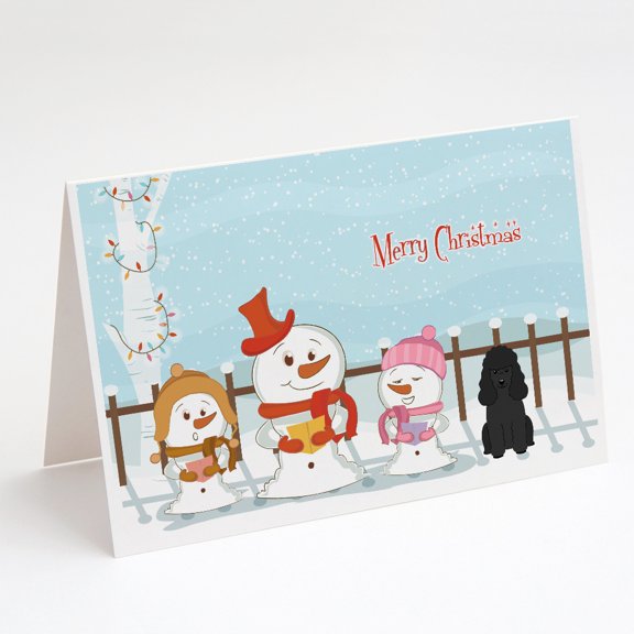 Merry Christmas Carolers Poodle Black Greeting Cards and Envelopes Pack of 8
