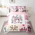 thumbnail image 2 of jejeloiu Western Cowgirl 7pcs Bedding Comforter Set,Farm Animal Horse Queen Bedding Sets For Girls Kids Reversible, 2 of 8