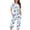Light Blue A9, variant on Hrsba Pajamas for Women Set Short Sleeve,Print Button Up Ruched Crew Neck 3/4 Pants Set