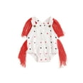 thumbnail image 2 of Aojekbee Baby Girls Boys Denim Overalls Casual Star Print Tassel Neck Sleeveless 4th of July Jumpsuit Toddler Summer Clothes, 2 of 10