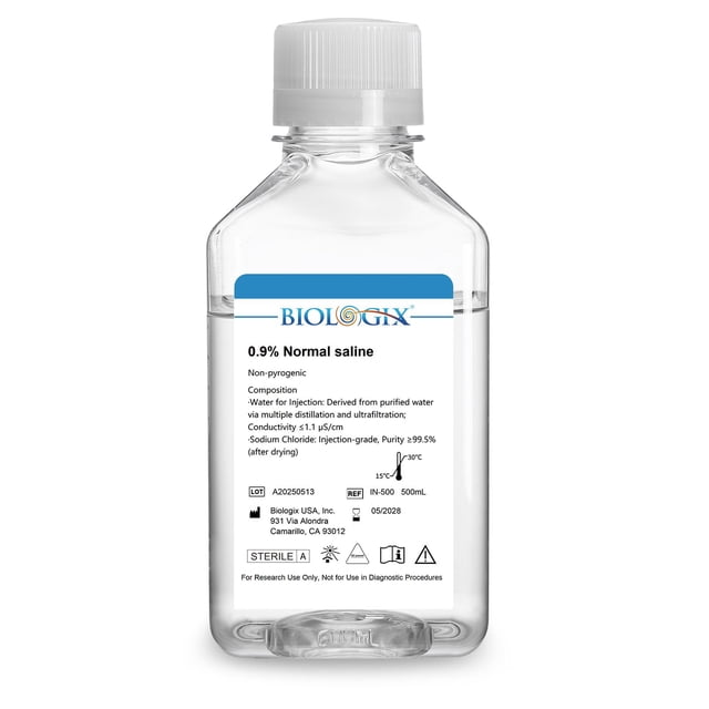 Solución salina CryoKing al 0,9% normal, 500 ml para uso en laboratorio