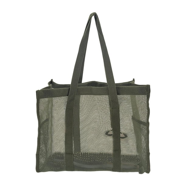 Bolsa de ducha de malla, organizador de baño, 14,57 x 11,81 x 6,69 pulgadas, portátil, para colgar artículos de tocador, para playa, mujeres, hombres, Verde