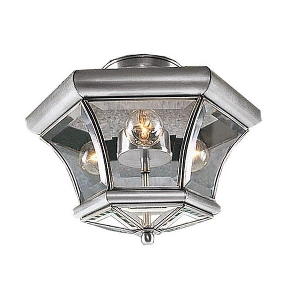 3 Light Flush Mount in Traditional Style 13 inches Wide By 9.5 inches High-Brushed Nickel Finish Bailey Street Home 218-Bel-1653598