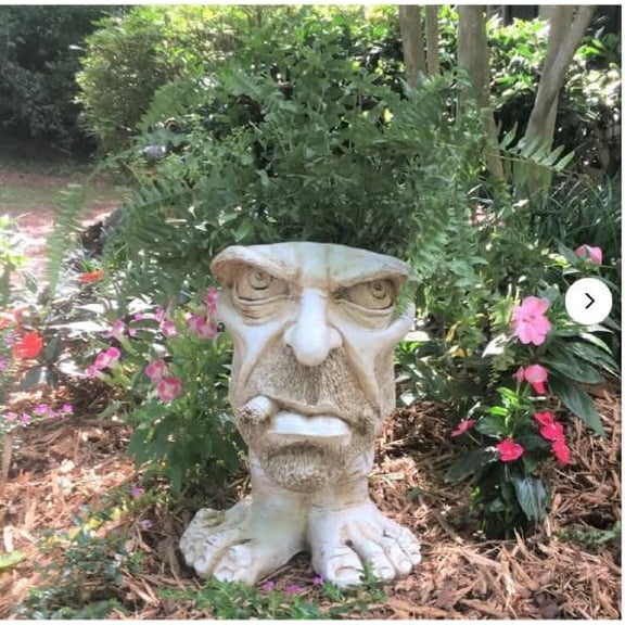 Face Planter 6 Inch Resin Head Flower Pot Succulent Garden Decor Antique White