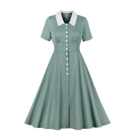 

Vintage Women Tea Dress Cocktail Party Dress for Church/Work Elegant A-Line Swing 1950 Dress Midi Dress Cocktail Dress