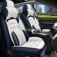 thumbnail image 2 of Car Seat Covers for Honda 96% Models Durable Leather Seat Cover Waterproof Anti-Slip Seat Covers All Weather Car Seat Automotive Seat Protector(2 Seats,White&Blue-Deluxe), 2 of 6