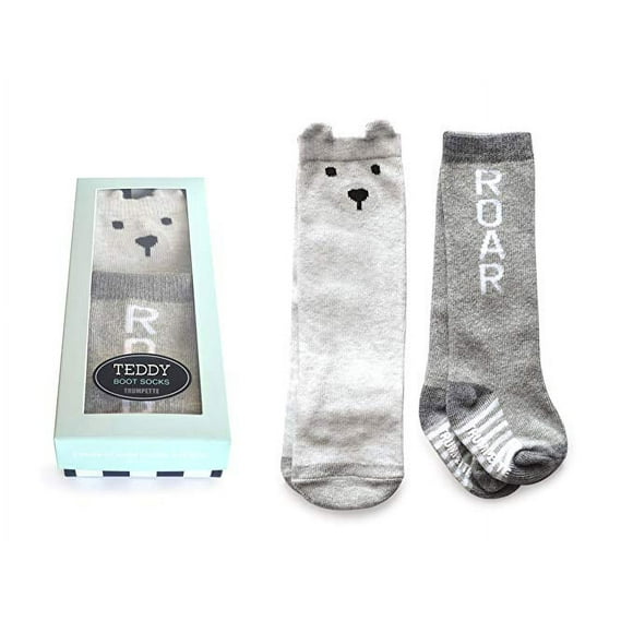 Chaussettes - Trumpette - Chaussettes de Bottes en Peluche Gris Unisexes (Ensemble de 2) 0-12M