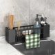 thumbnail image 3 of Kitchen Sink Organizer Rack - Plastic Self-Draining Shelf for Soap, Sponge, Dishcloth, Towel, with Filter Basket B, 3 of 5