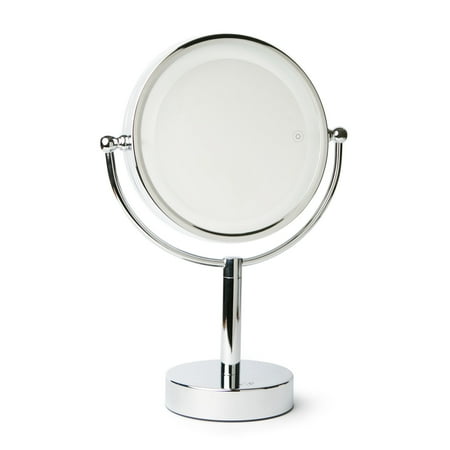 Large Four Light Vanity - Vanity Planet Gleam Dual-Sided 1X/7X Magnifying Mirror with 3 LED Light Settings