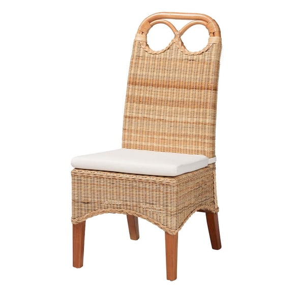 bali & pari Dining Chair - Handwoven Wicker Side Chair with Removable Cushion, Loop Backrest
