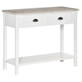 thumbnail image 2 of HOMCOM Console Table with 2 Storage Drawers and Open Shelf, Vintage Distressed Sofa Table for Hallway, Living Room, or Bedroom, White, 2 of 9