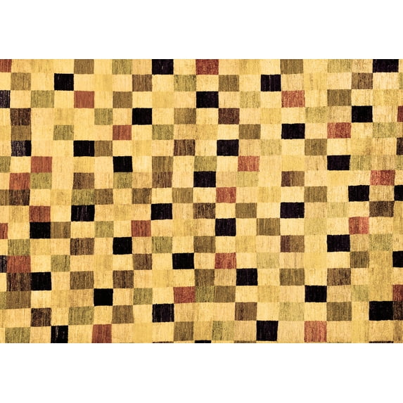 Ahgly Company Indoor Rectangle Checkered Brown Modern Area Rugs, 2' x 3'