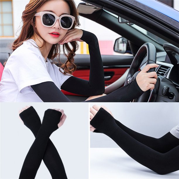 1 Pairs Arm Sleeves Car Interior UV Sun Protection Cuff Cover Protective Arm Sleeve Bike Arm Warmers Sleeves Motorcycle GlovesGrey 1 pair He Qiyong unisex