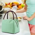 thumbnail image 4 of Summercome Lunch Bags, Reusable Striped Lunch Tote Bags Simple Design, Portable Lunch Cooler Bag for Women, Large Lunch Holder Insulated Lunch Box Bag for Picnic Office Beach (Green), 4 of 8
