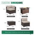 thumbnail image 3 of LazySunsets 8 Pieces Patio Conversation Set, Rattan Wicker Outdoor Sectionals with Fire Pit Table, Off White/Brown, 3 of 9