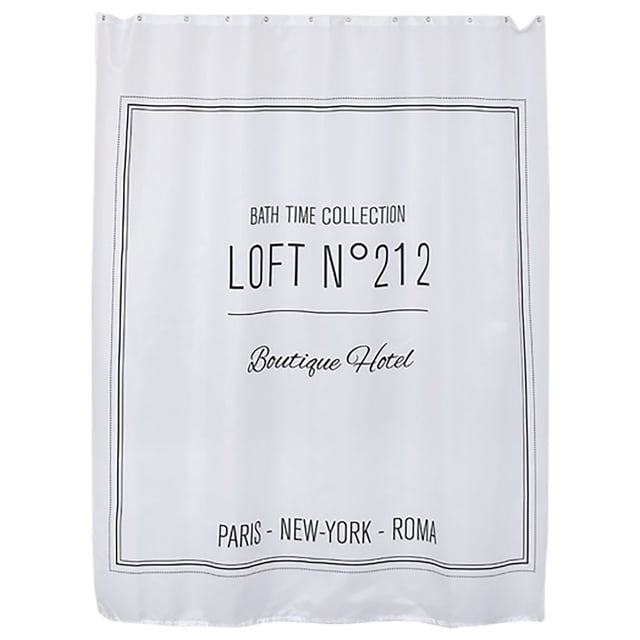 White Polyester Shower Curtain - 79x71 inches - Black Writing Design